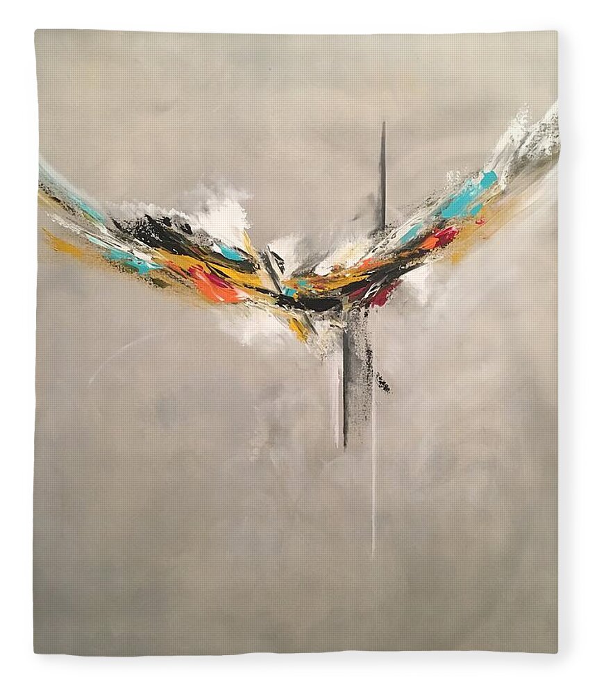 Abstract Fleece Blanket featuring the painting Aspire by Soraya Silvestri