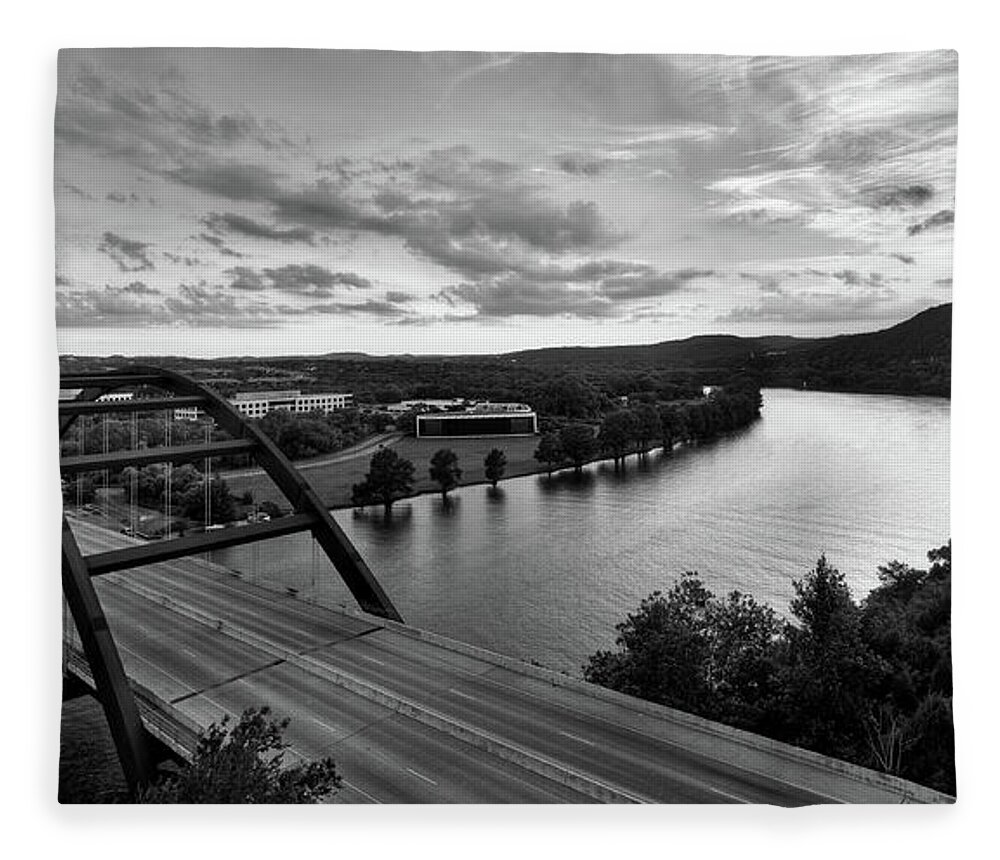 360 Bridge Fleece Blanket featuring the photograph Austin 360 Pennybacker Bridge Sunset by Todd Aaron