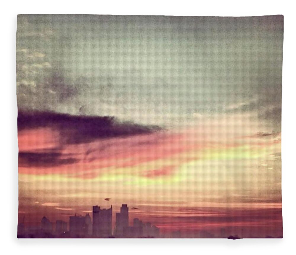 Sunrise Fleece Blanket featuring the painting Austins Sunrise by Austin Baggett