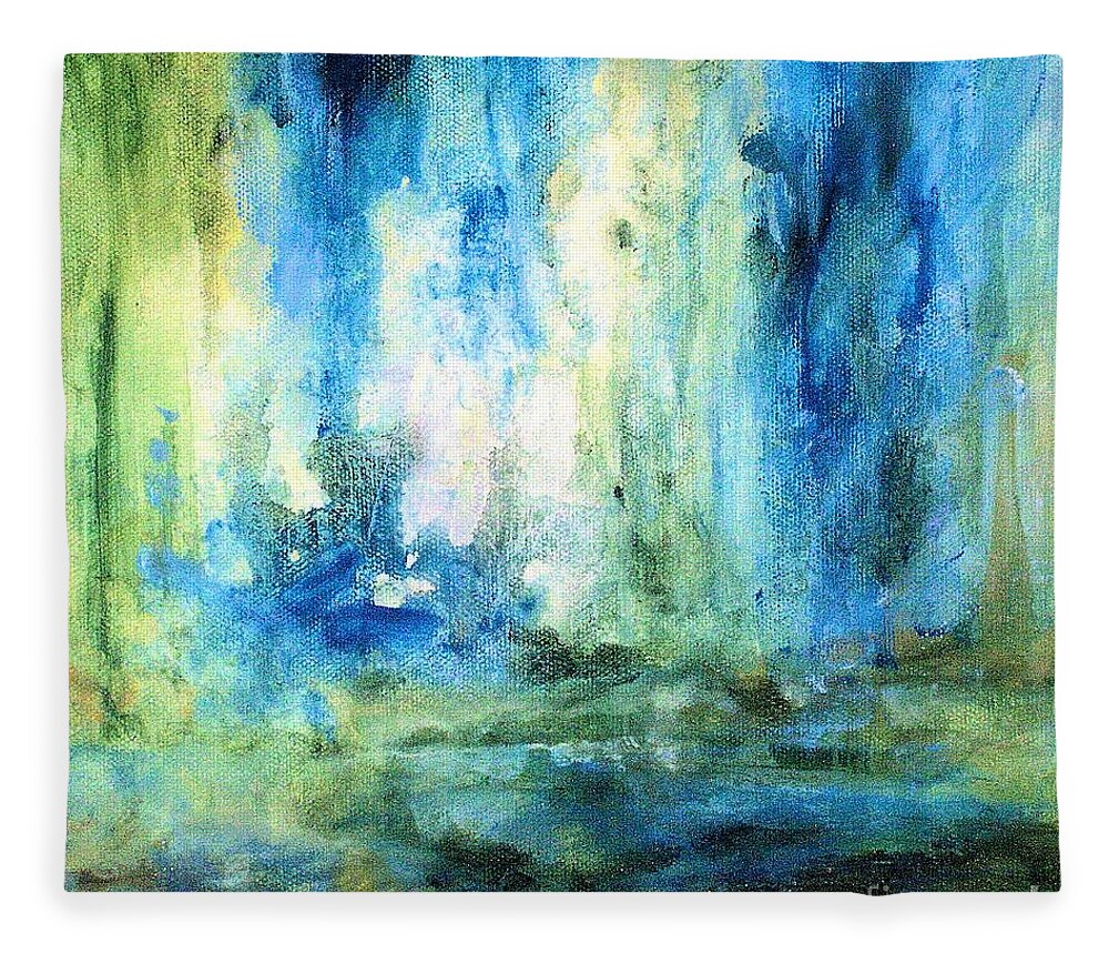 Art Fleece Blanket featuring the painting Spring Rain by Laurie Rohner