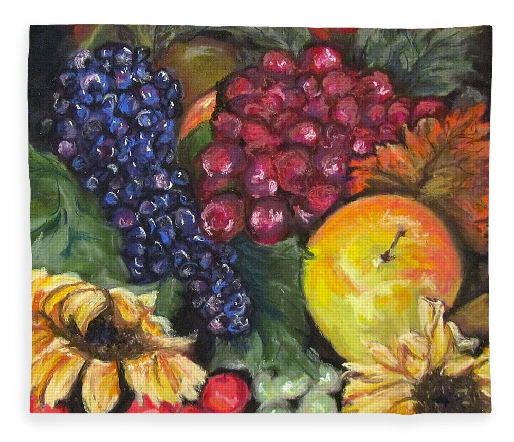 Fruit Fleece Blanket featuring the pastel Autumn Bounty by Barbara O'Toole