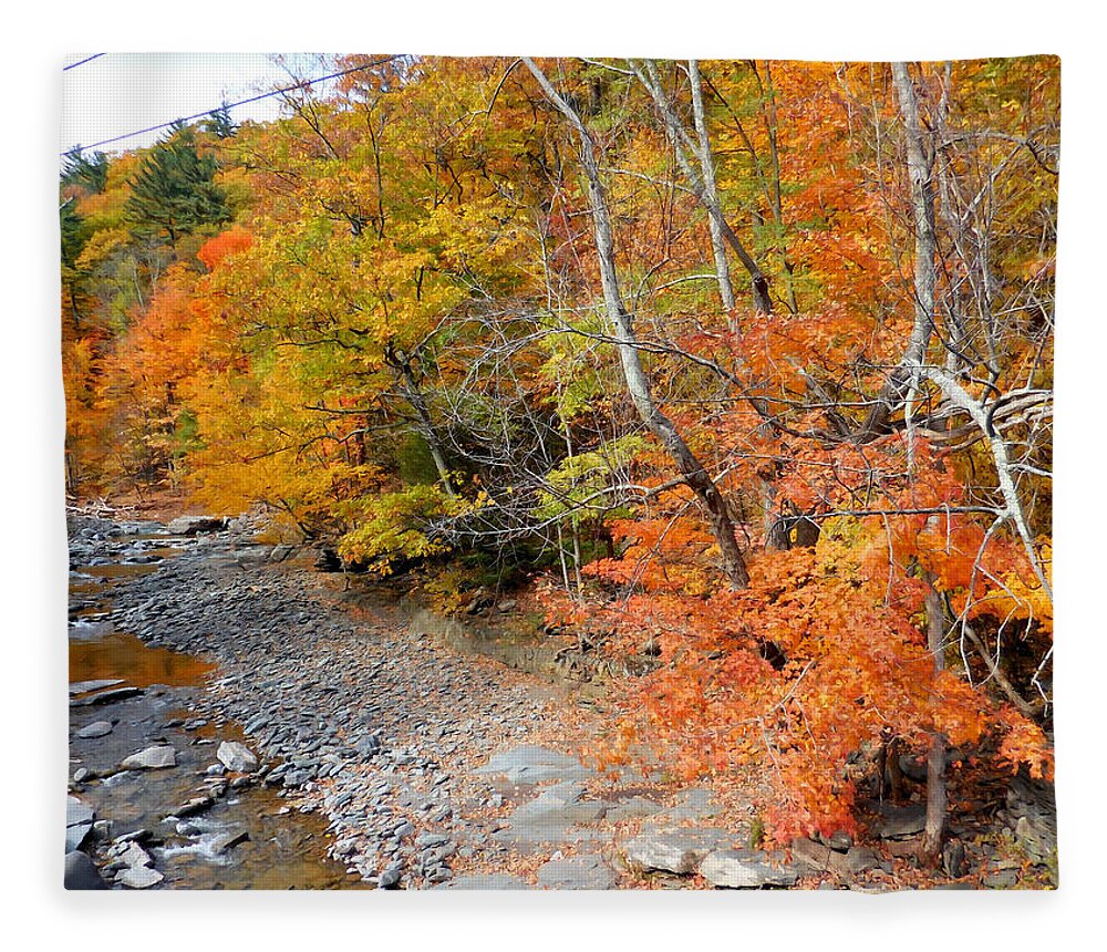 Autumn Creek Fleece Blanket featuring the painting Autumn creek 2 by Jeelan Clark