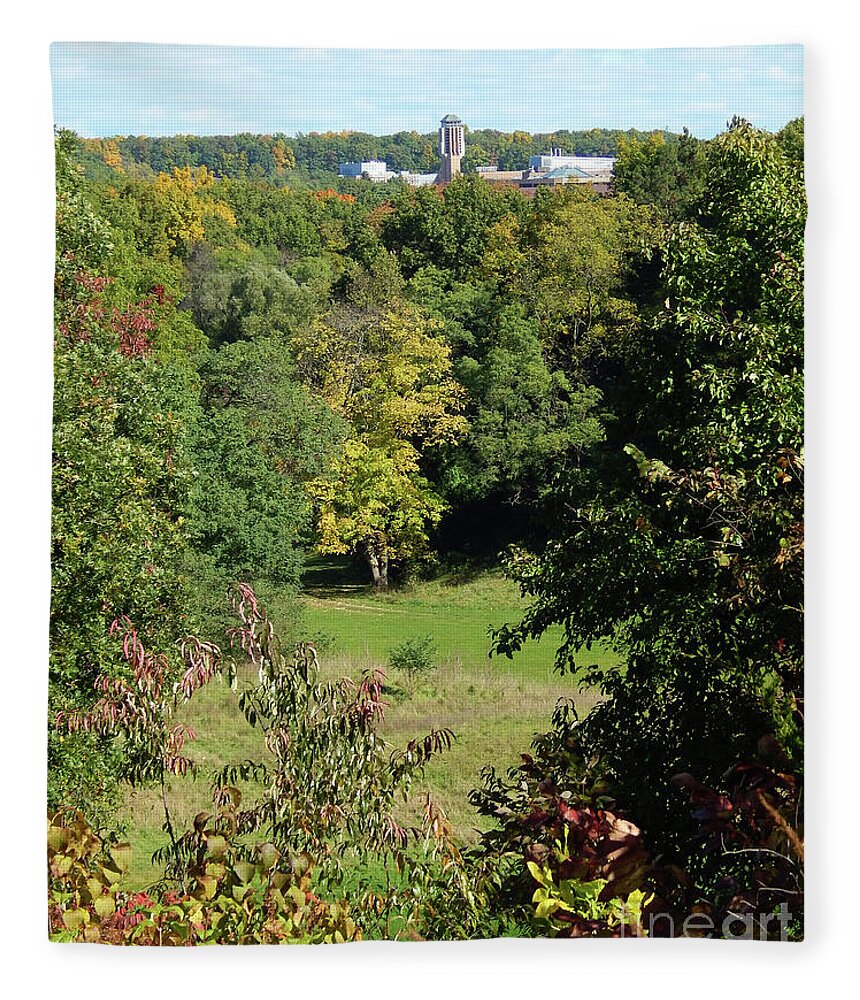 University Of Michigan Fleece Blanket featuring the digital art Autumn In Ann Arbor by Phil Perkins