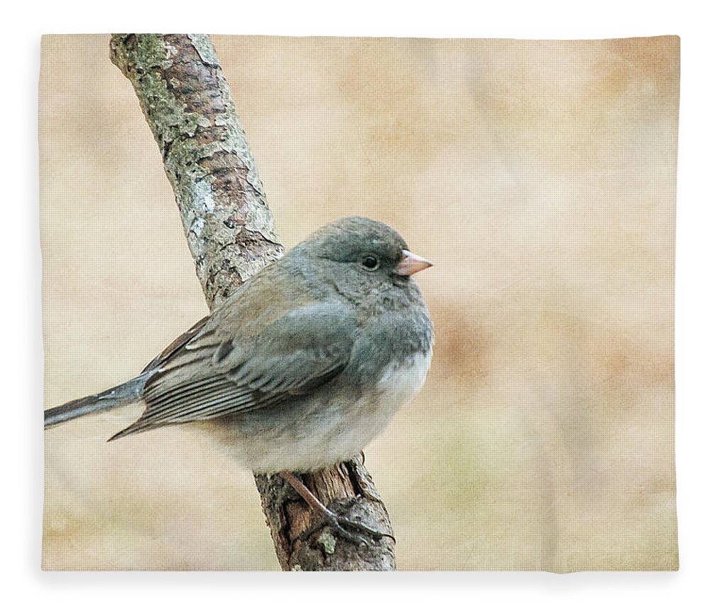 Bird Fleece Blanket featuring the photograph Autumn Junco by Cathy Kovarik