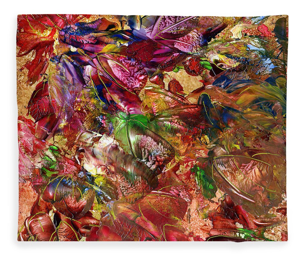 Abstract Fleece Blanket featuring the painting Autumn Leaves by Charlene Fuhrman-Schulz