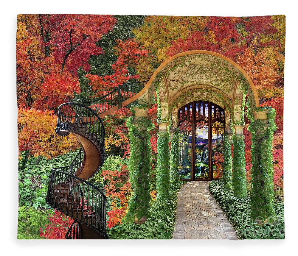 Autumn Fleece Blanket featuring the digital art Autumn Passage by Lucy Arnold