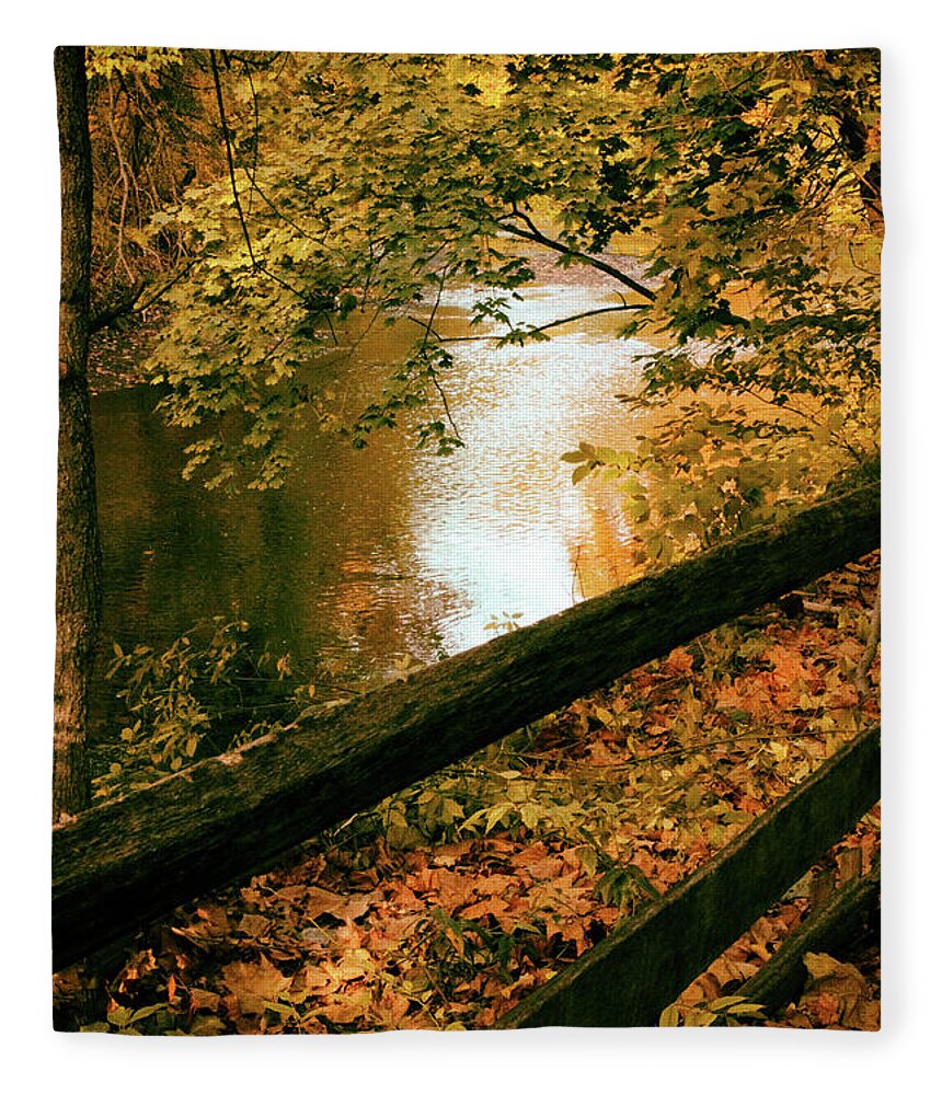 Autumn Fleece Blanket featuring the photograph Autumn River Glow #1 by Jessica Jenney