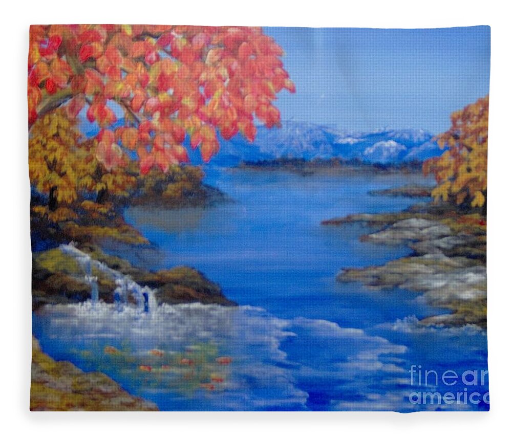 Trees Fleece Blanket featuring the painting Autumn by Saundra Johnson