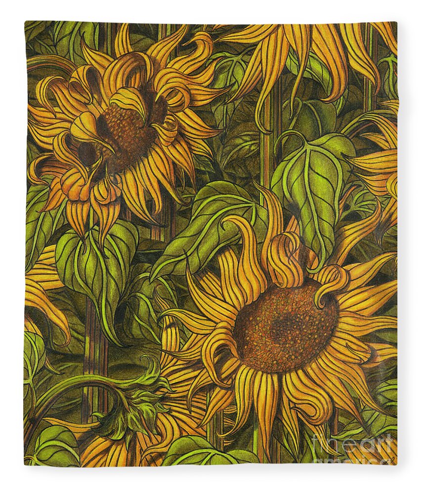 Impressionism Fleece Blanket featuring the drawing Autumn Suns by Scott Brennan