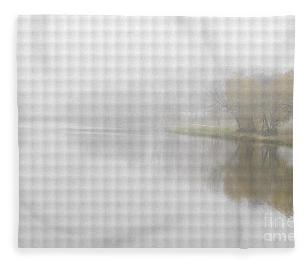 Autumn Fleece Blanket featuring the photograph Autumn Trees Fading Into Fog by Tamara Becker