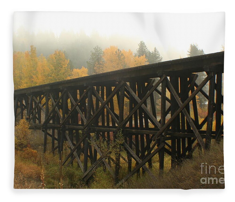 Trestle Fleece Blanket featuring the photograph Autumn Trestle by Idaho Scenic Images Linda Lantzy