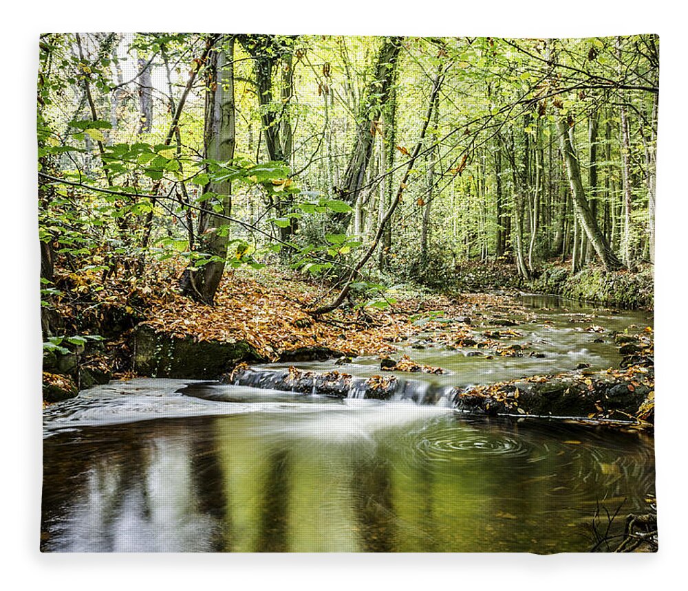 Season Fleece Blanket featuring the photograph Autumn Water way at Offas Dyke by Spikey Mouse Photography