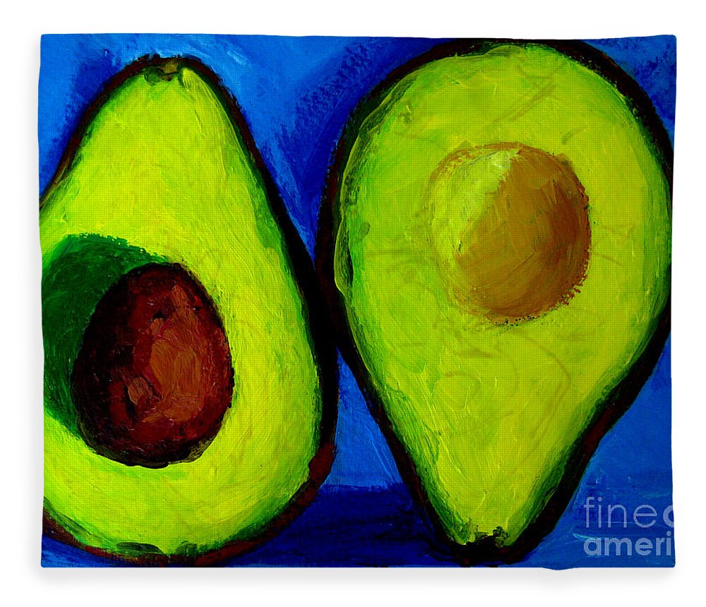 Avocado Fleece Blanket featuring the painting Avocado Palta V by Patricia Awapara