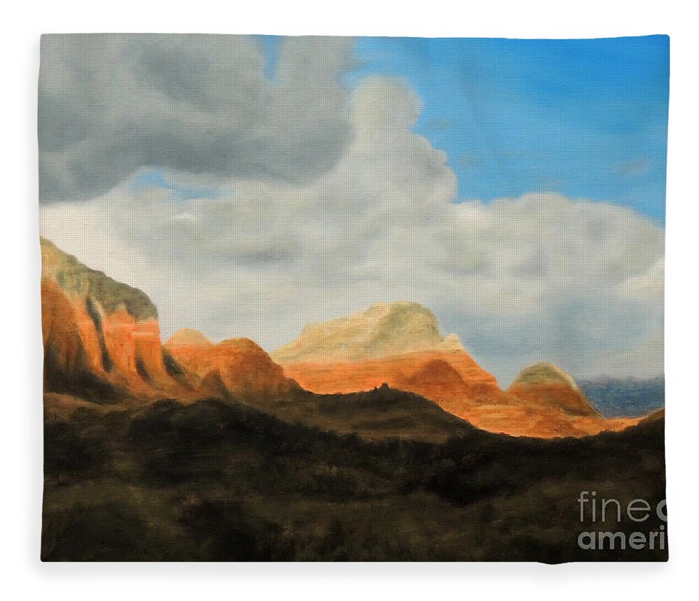 Sedona Fleece Blanket featuring the painting Awesome in Arizon by David Swint