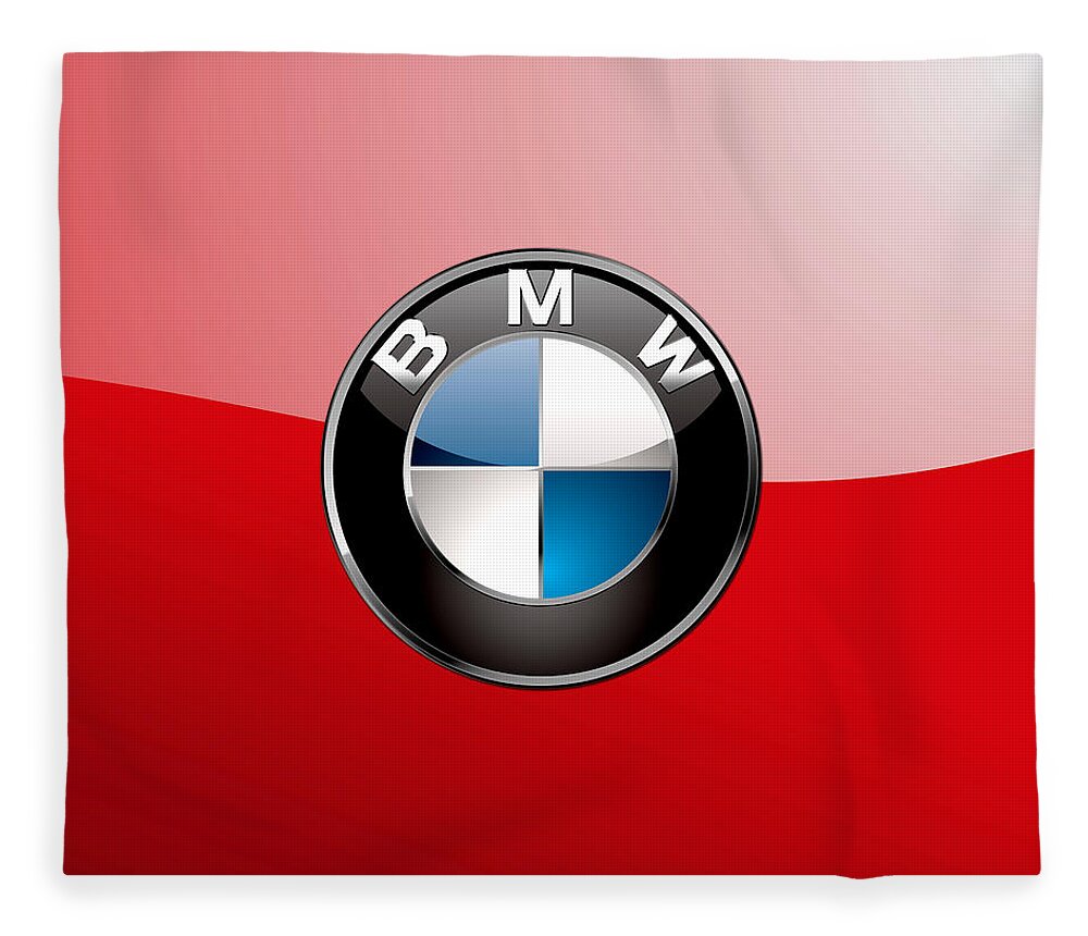 'auto Badges 3d' By Serge Averbukh Fleece Blanket featuring the photograph B M W Badge On Red by Serge Averbukh