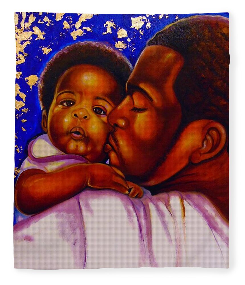 People Black Art Fleece Blanket featuring the painting Baby Boy by Emery Franklin