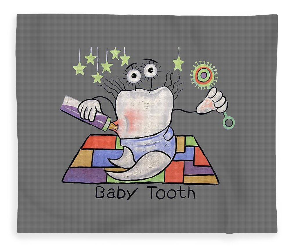 Baby Tooth T-shirts Fleece Blanket featuring the painting Baby Tooth T-Shirt by Anthony Falbo