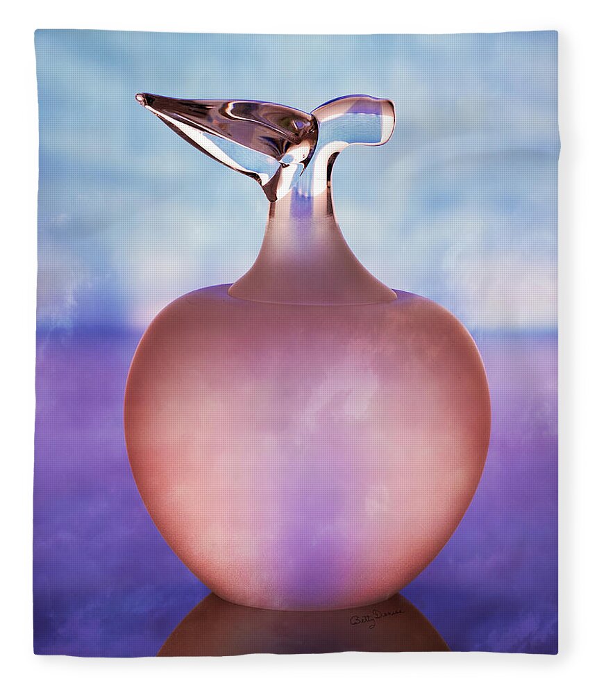 Still Life Fleece Blanket featuring the photograph Backlit Glass Apple-The Forbidden Fruit by Betty Denise