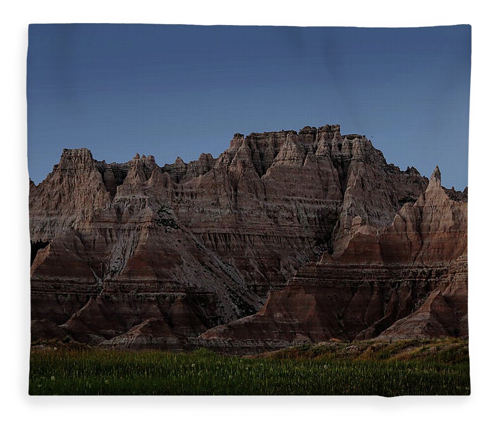 Badlands Moon Rising Fleece Blanket featuring the photograph Badlands Moon Rising by Jemmy Archer