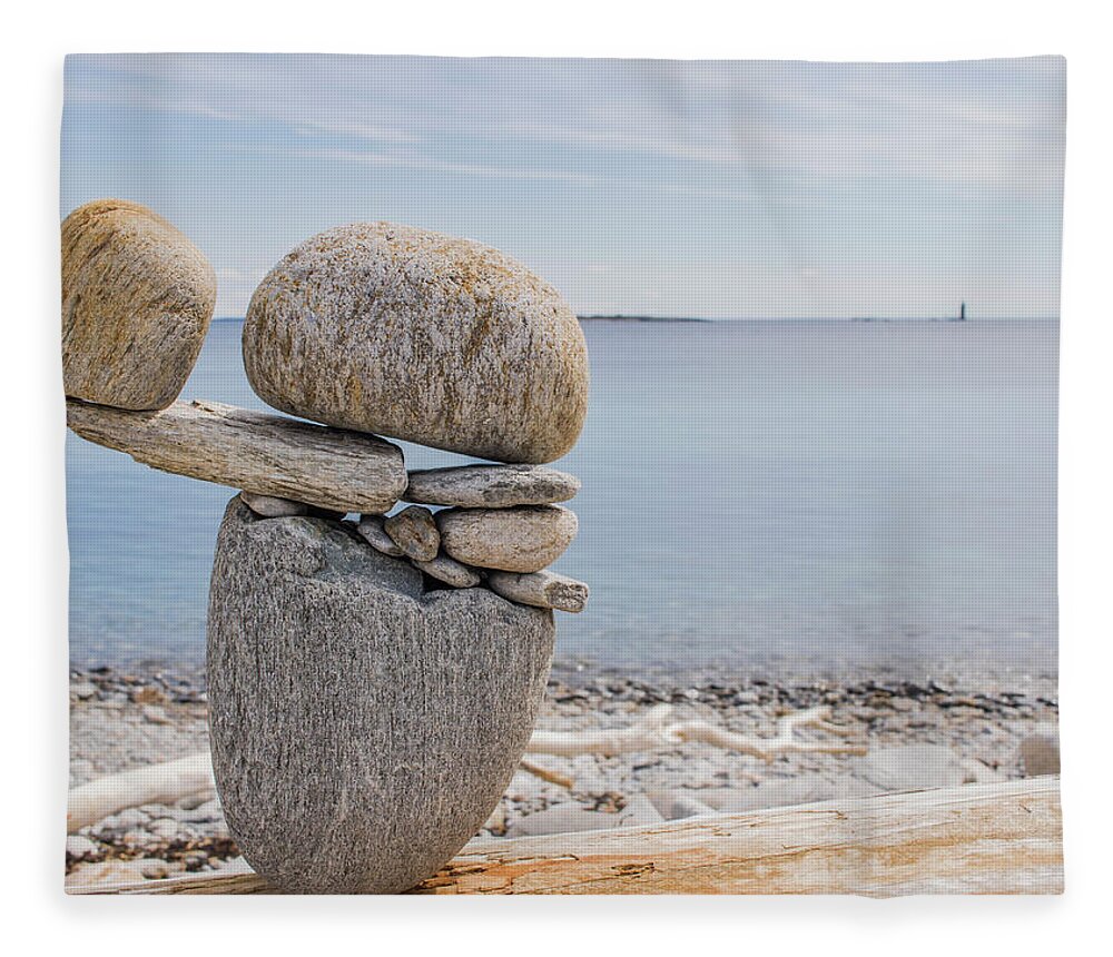 Rocks Fleece Blanket featuring the photograph Balanced by Holly Ross