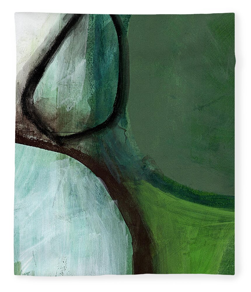 Abstract Fleece Blanket featuring the painting Balancing Stones by Linda Woods