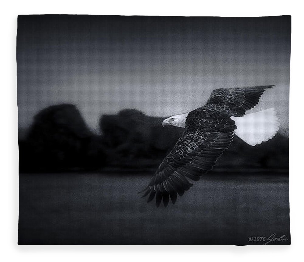 Bald Eagle Fleece Blanket featuring the photograph Bald Eagle in Flight by John A Rodriguez