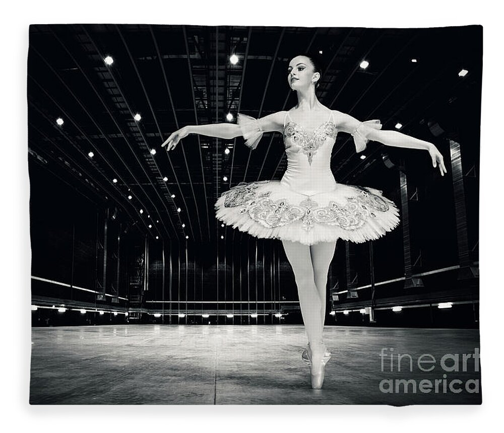 Ballet Fleece Blanket featuring the photograph Ballerina by Dimitar Hristov