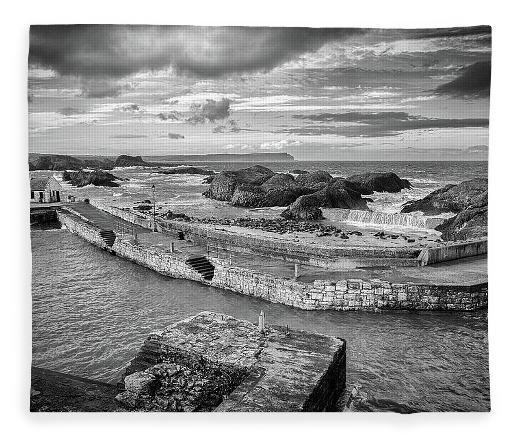 Ballintoy Fleece Blanket featuring the photograph Ballintoy Harbour by Nigel R Bell