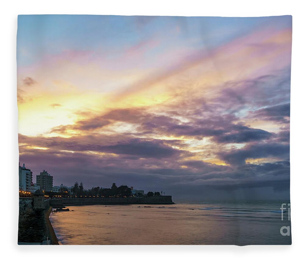 Scenic Fleece Blanket featuring the photograph Baluarte de la Candelaria Sunset Cadiz Spain by Pablo Avanzini