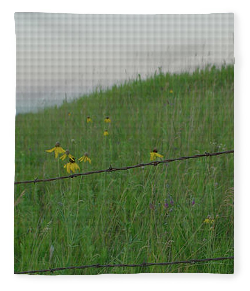 Barbwire Fleece Blanket featuring the photograph Barb Wire Prairie by Troy Stapek