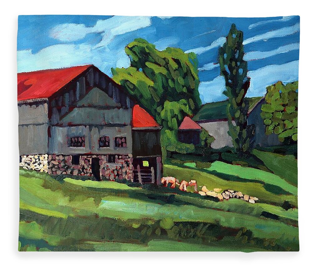 814 Fleece Blanket featuring the painting Barn Roofs by Phil Chadwick