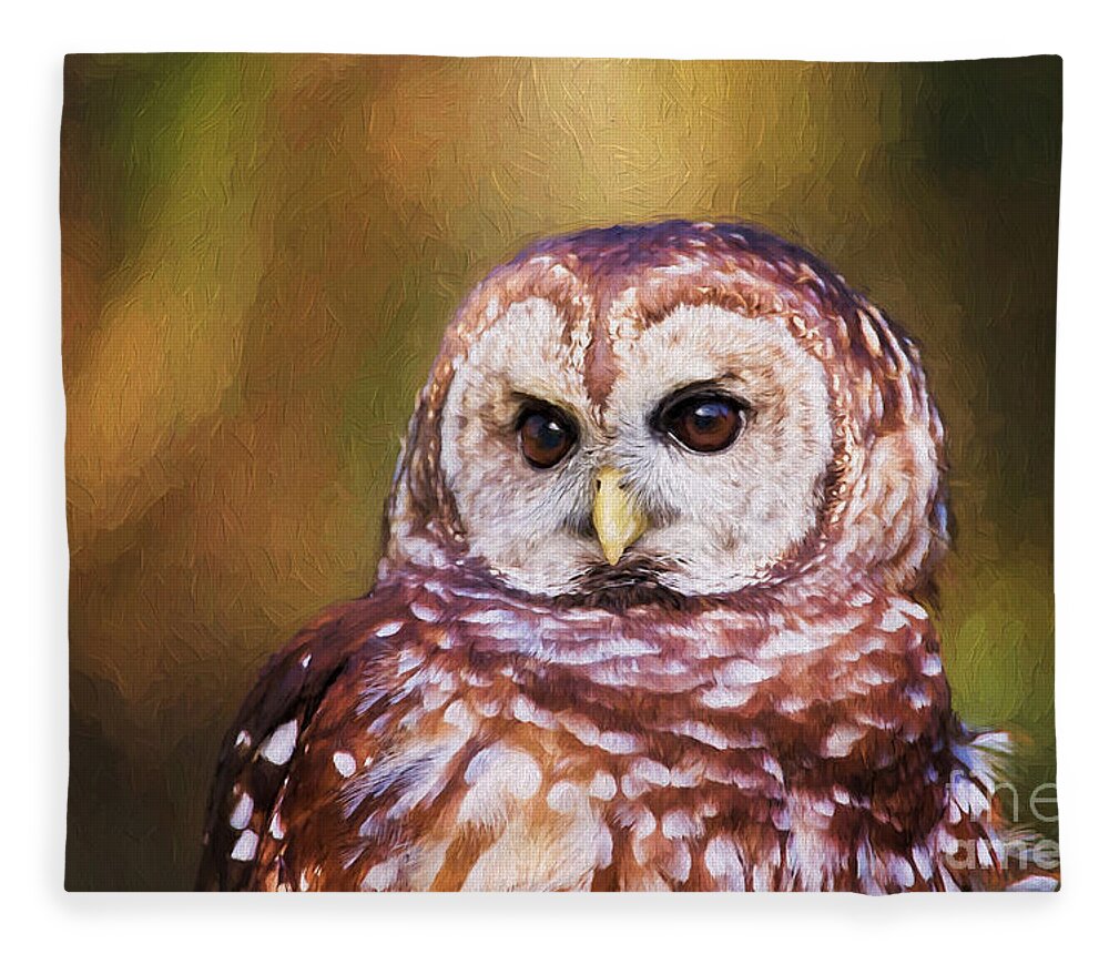 Nature Fleece Blanket featuring the photograph Barred Owl Portrait by Sharon McConnell
