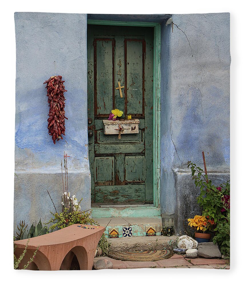 Architecture Fleece Blanket featuring the photograph Barrio Door by Teresa Wilson