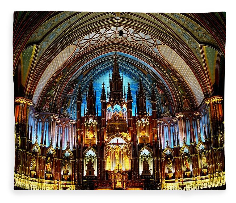 North America Fleece Blanket featuring the photograph Notre-Dame Basilica, Montreal by Juergen Weiss
