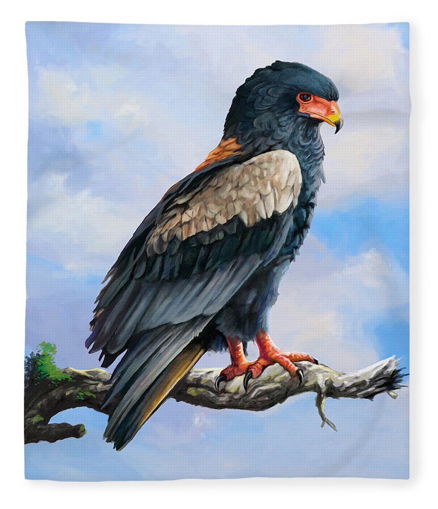 Bateleur Eagle Fleece Blanket by Anthony Mwangi - Pixels Merch