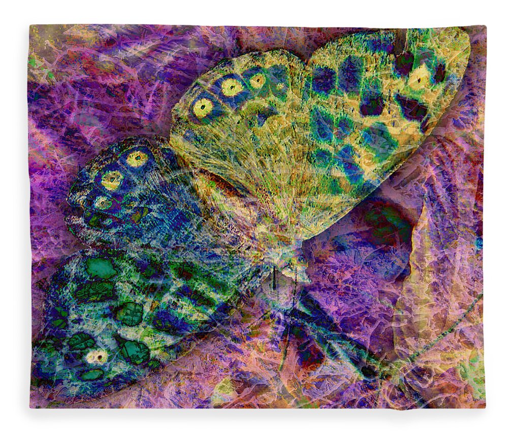 Butterfly Fleece Blanket featuring the digital art Batik Butterfly by Barbara Berney
