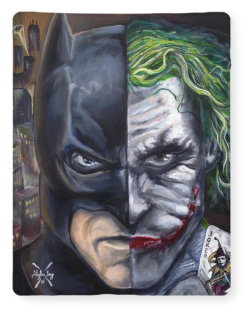 Hand painted art canvas 16x20 Inches BATMAN Acrylic painting Black & White