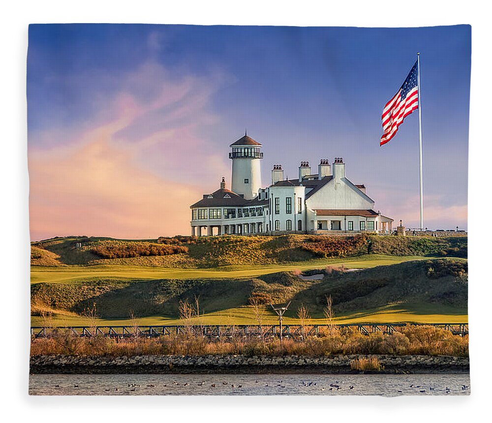 American Flag Fleece Blanket featuring the photograph Bayonne Golf Club by Susan Candelario