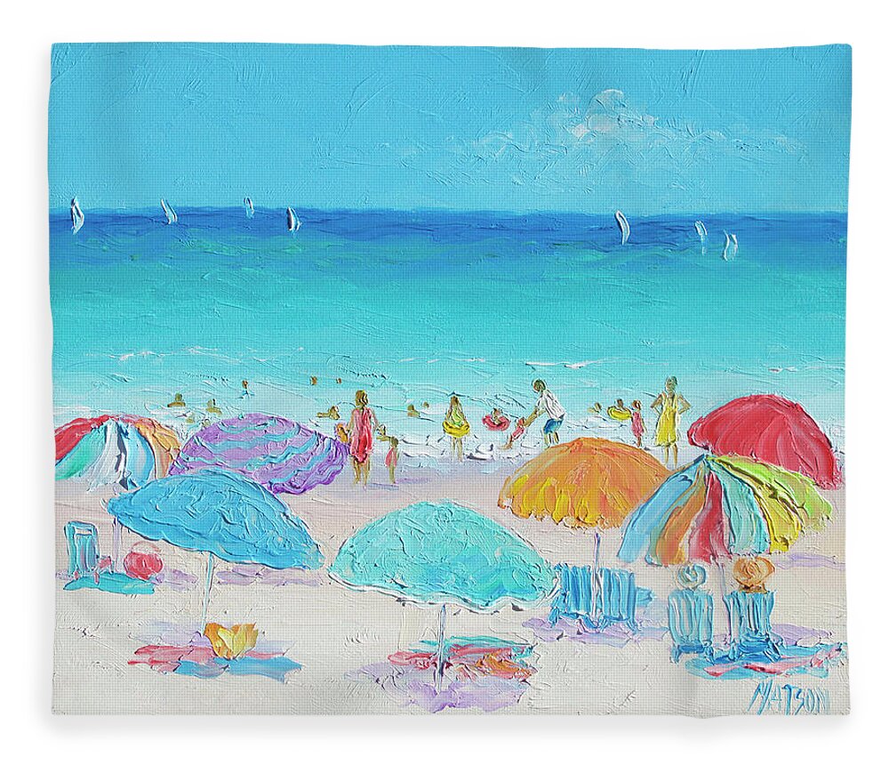 Beach Fleece Blanket featuring the painting Beach Art - Summer by Jan Matson