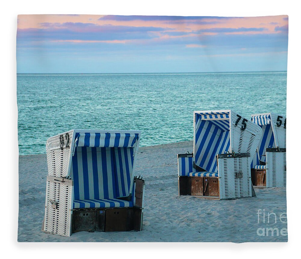 Germany Fleece Blanket featuring the photograph Beach Chair at Sylt, Germany by Amanda Mohler
