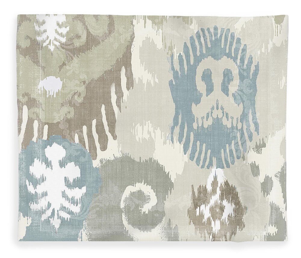 Ikat Fleece Blanket featuring the painting Beach Curry I Ikat by Mindy Sommers