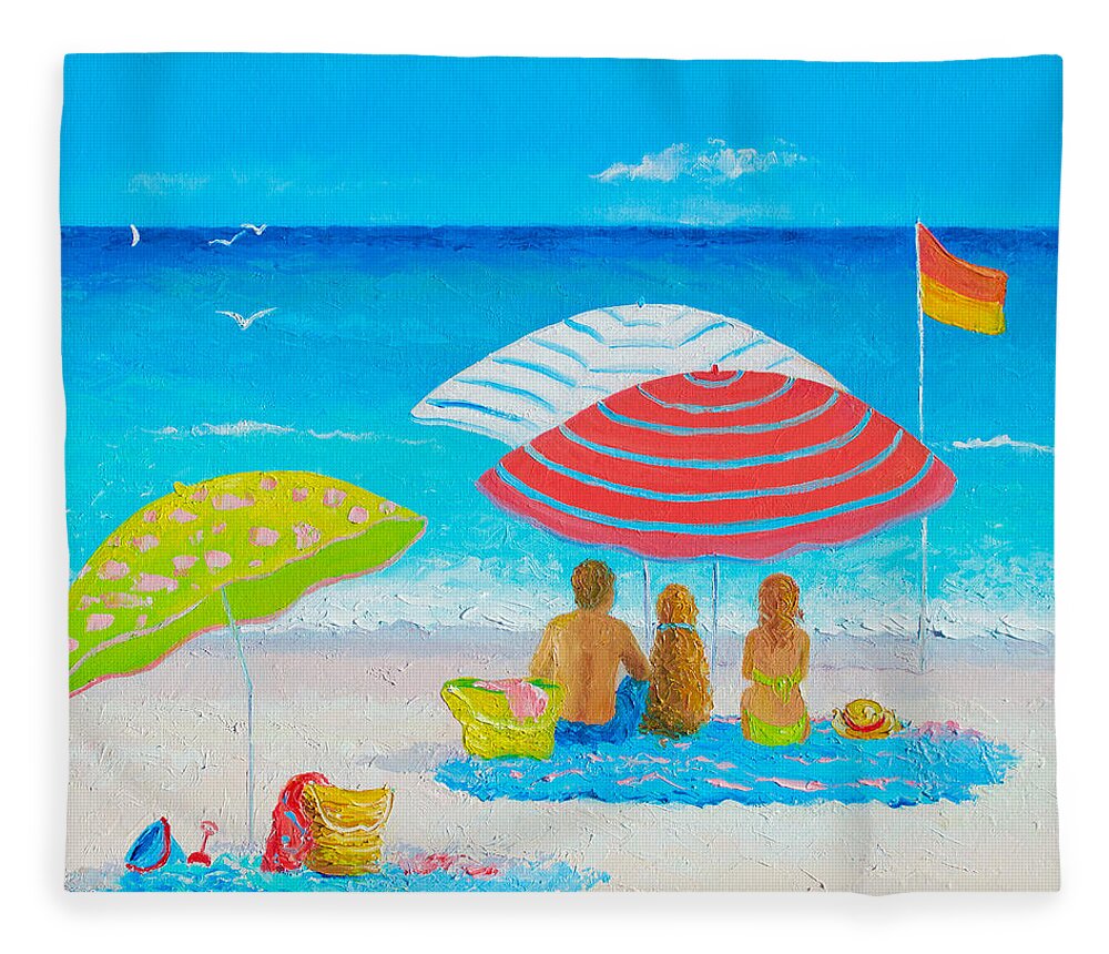 Beach Fleece Blanket featuring the painting Beach Painting - Endless Summer Days by Jan Matson