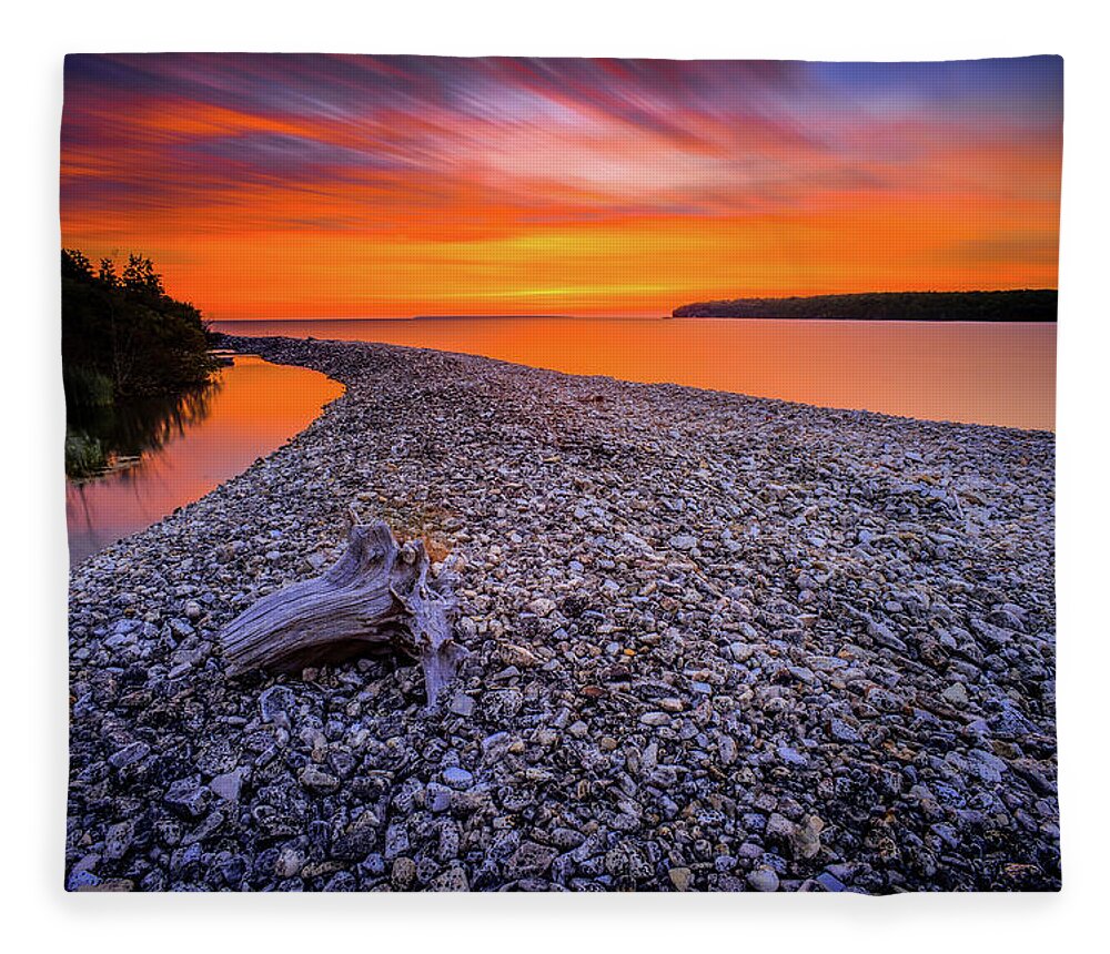 Wisconsin Fleece Blanket featuring the photograph Beach Road by David Heilman