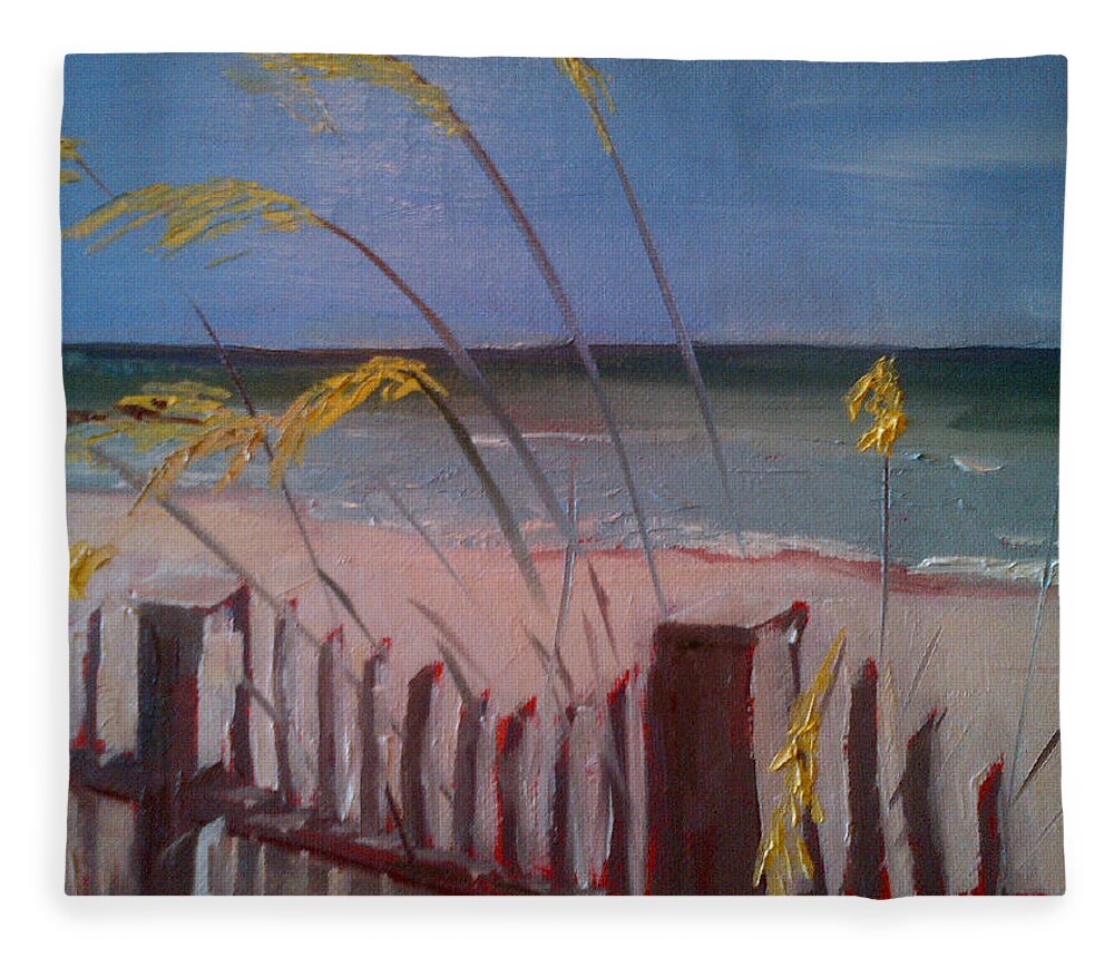 Beach Fleece Blanket featuring the painting Beach by Sheila Romard