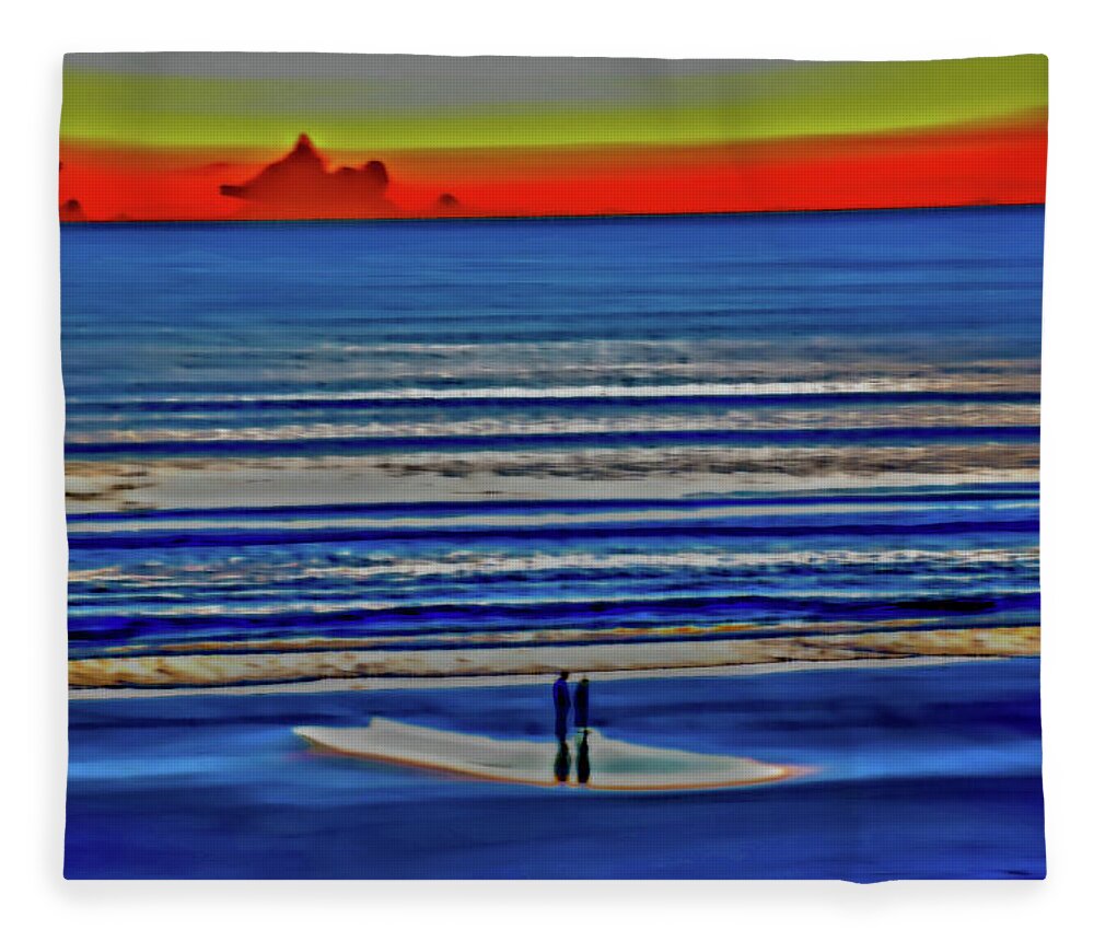 Beach Fleece Blanket featuring the photograph Beach Walking at Sunrise by Gina O'Brien