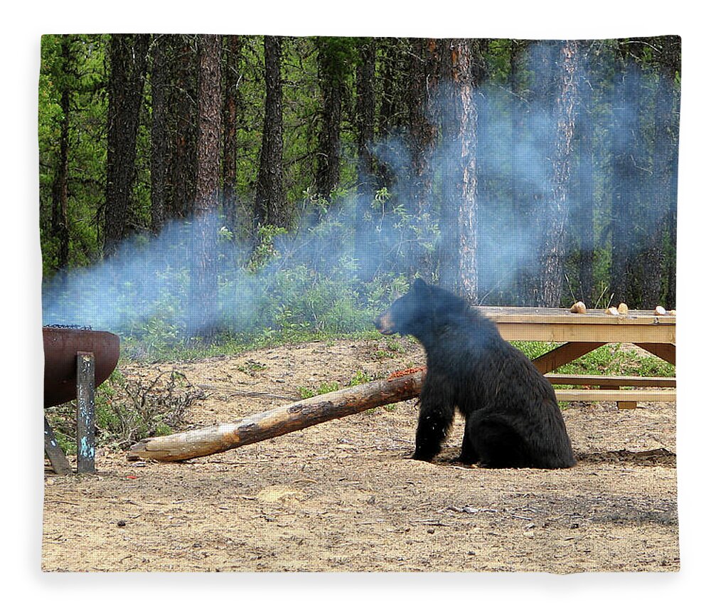Black Fleece Blanket featuring the photograph Bear Chef by Ted Keller