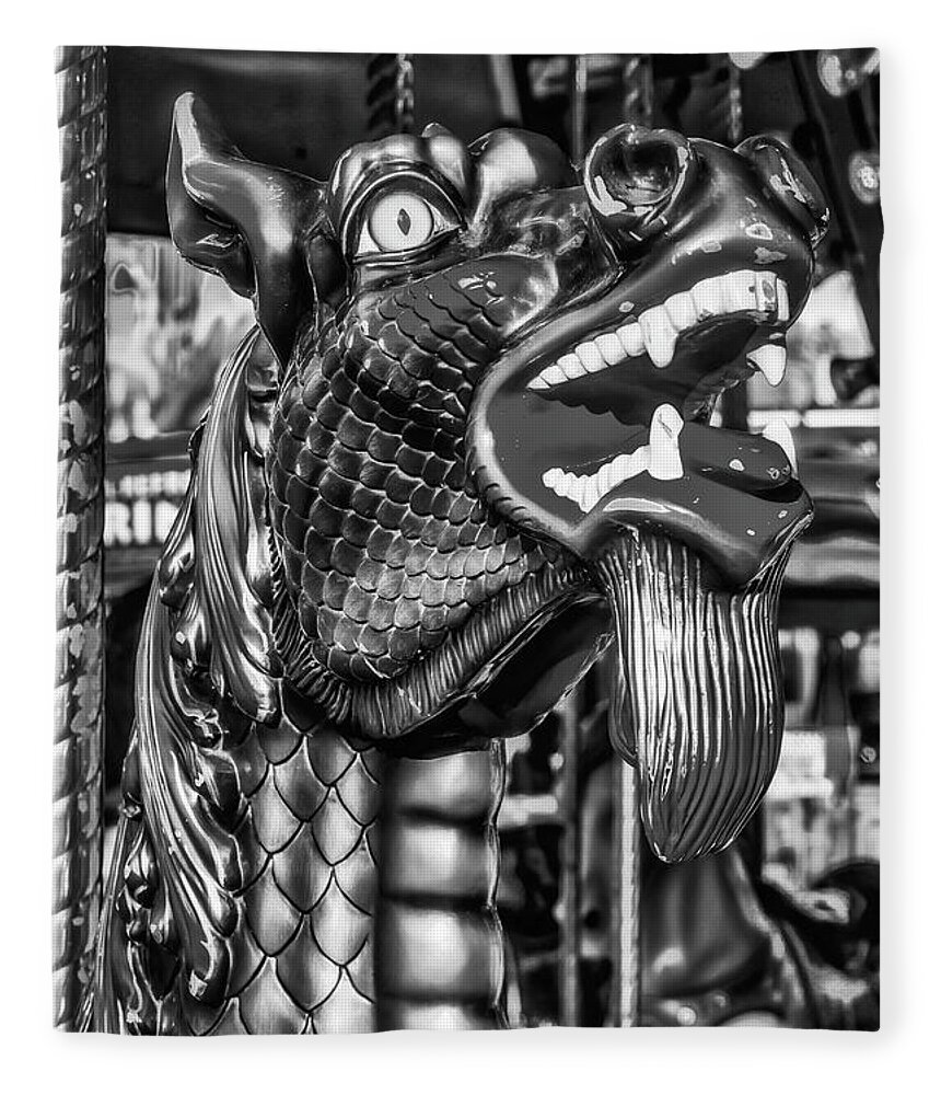Serpent Fleece Blanket featuring the photograph Bearded Dragon Ride Black And White by Garry Gay
