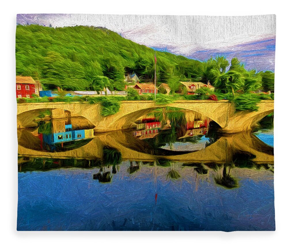 Painting Fleece Blanket featuring the painting Beautiful Bridge of Flowers by Mitchell R Grosky