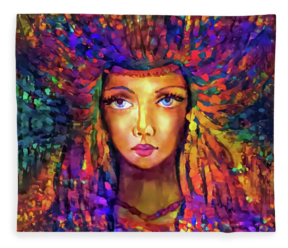 Beautiful Nymph Fleece Blanket featuring the painting Beautiful Nymph 3 by Lilia S