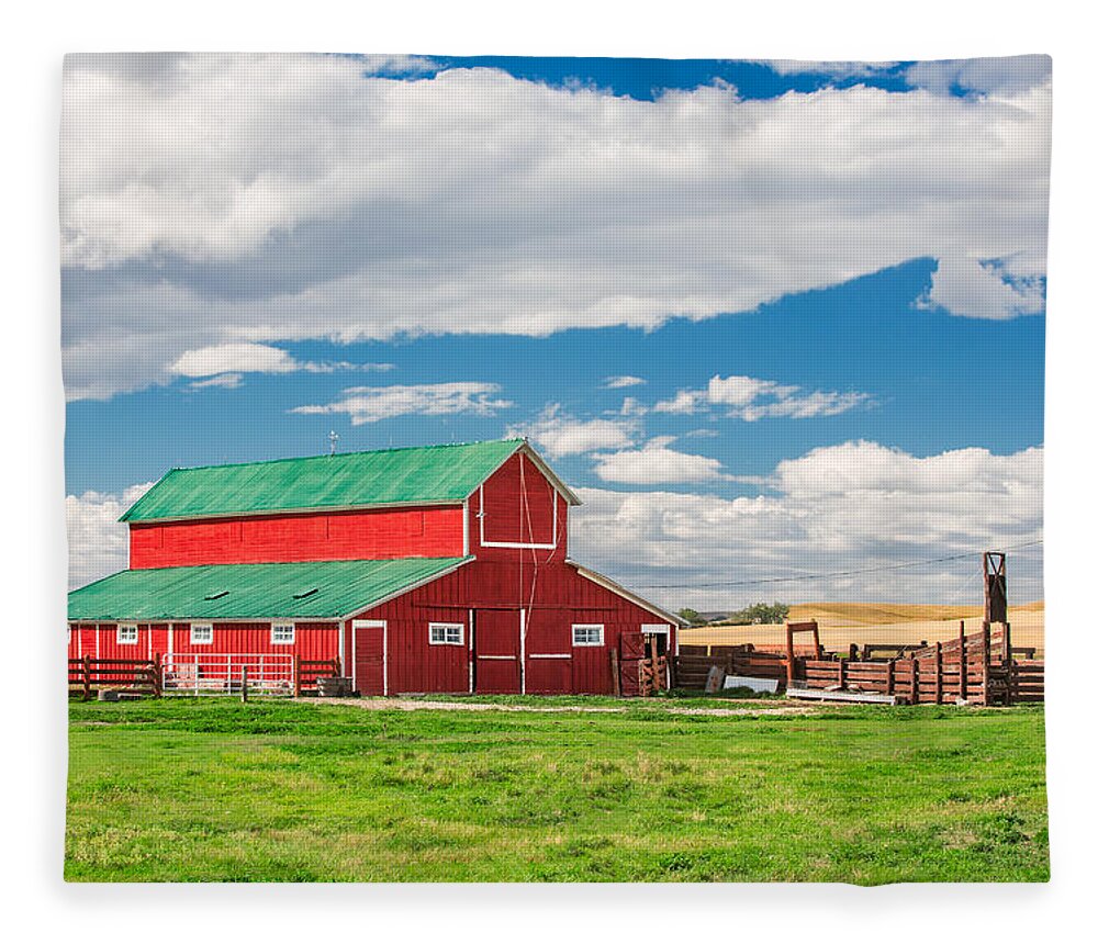 Red Fleece Blanket featuring the photograph Beautiful Red Barn by Todd Klassy